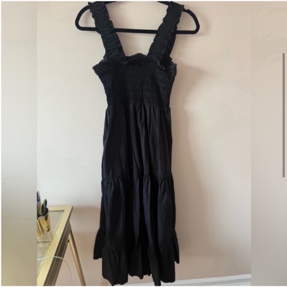 Anthropologie Black Tiered Midi Dress Large - Picture 5 of 6